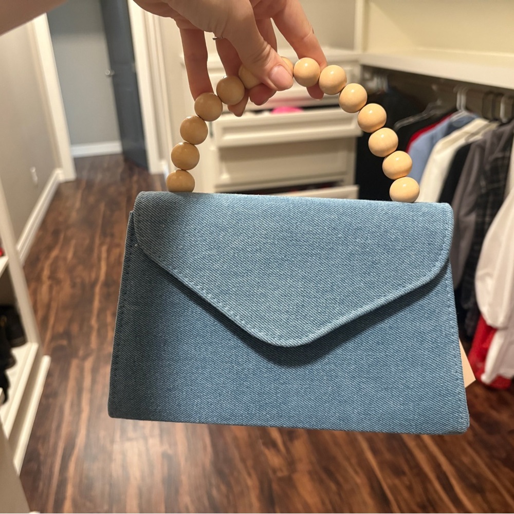 New Denim Purse with Bead Strap